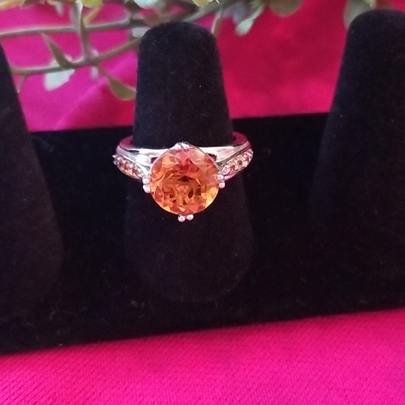 💕💕Mederia citrine and orange sapphires ring - Picture 3 of 16